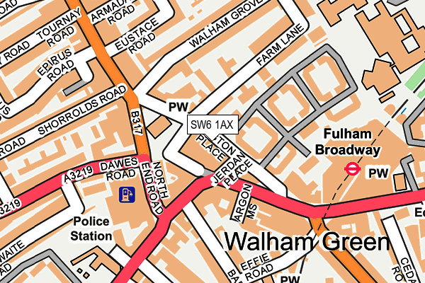 SW6 1AX map - OS OpenMap – Local (Ordnance Survey)