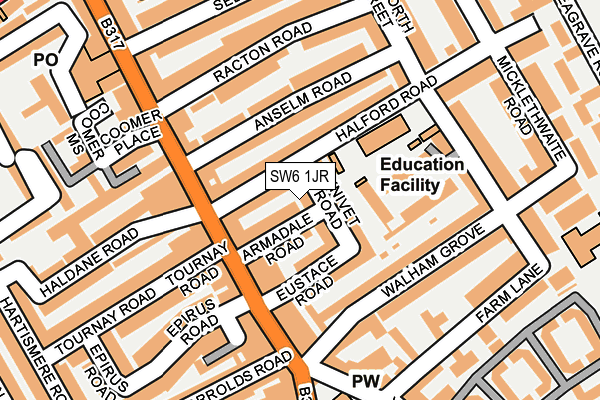 SW6 1JR map - OS OpenMap – Local (Ordnance Survey) SW6 1JR map - OS OpenMap – Local (Ordnance Survey)