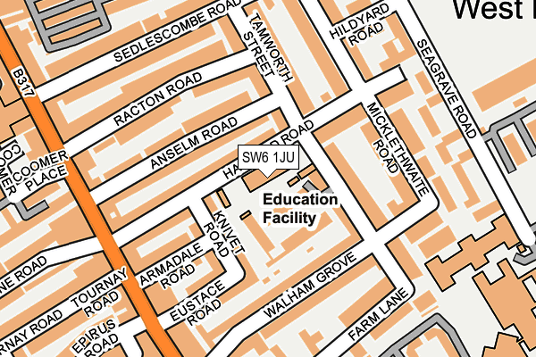 SW6 1JU map - OS OpenMap – Local (Ordnance Survey) SW6 1JU map - OS OpenMap – Local (Ordnance Survey)