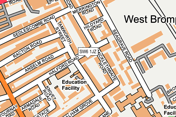 SW6 1JZ map - OS OpenMap – Local (Ordnance Survey) SW6 1JZ map - OS OpenMap – Local (Ordnance Survey)