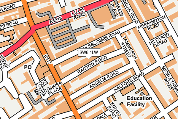 SW6 1LW map - OS OpenMap – Local (Ordnance Survey) SW6 1LW map - OS OpenMap – Local (Ordnance Survey)