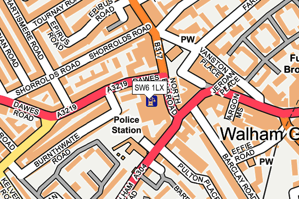 SW6 1LX map - OS OpenMap – Local (Ordnance Survey) SW6 1LX map - OS OpenMap – Local (Ordnance Survey)