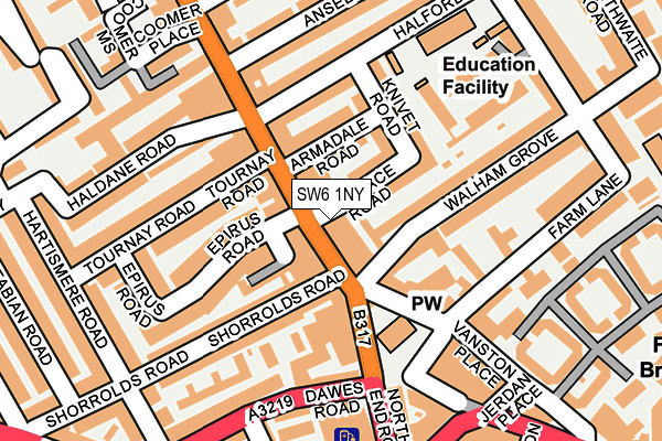 SW6 1NY map - OS OpenMap – Local (Ordnance Survey) SW6 1NY map - OS OpenMap – Local (Ordnance Survey)