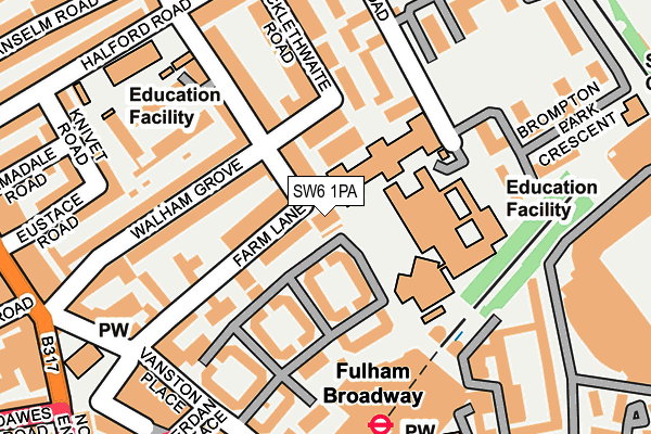 SW6 1PA map - OS OpenMap – Local (Ordnance Survey) SW6 1PA map - OS OpenMap – Local (Ordnance Survey)