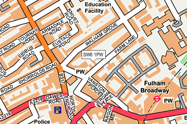 SW6 1PW map - OS OpenMap – Local (Ordnance Survey) SW6 1PW map - OS OpenMap – Local (Ordnance Survey)