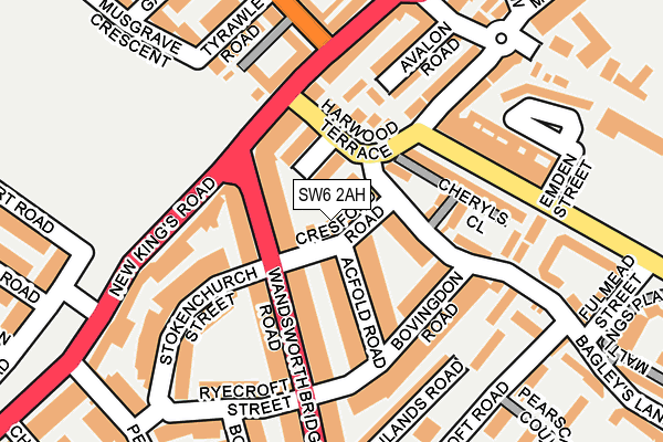 SW6 2AH map - OS OpenMap – Local (Ordnance Survey) SW6 2AH map - OS OpenMap – Local (Ordnance Survey)