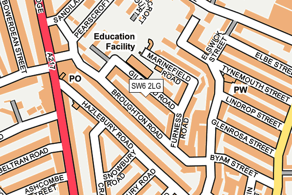 SW6 2LG map - OS OpenMap – Local (Ordnance Survey) SW6 2LG map - OS OpenMap – Local (Ordnance Survey)