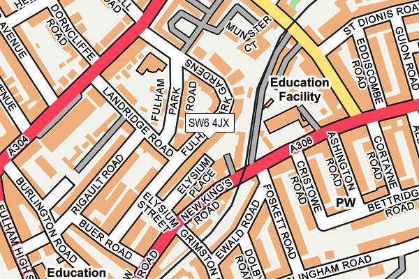 SW6 4JX map - OS OpenMap – Local (Ordnance Survey) SW6 4JX map - OS OpenMap – Local (Ordnance Survey)