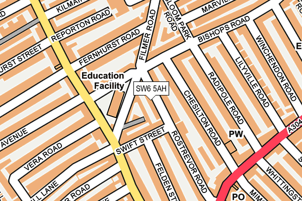 SW6 5AH map - OS OpenMap – Local (Ordnance Survey) SW6 5AH map - OS OpenMap – Local (Ordnance Survey)