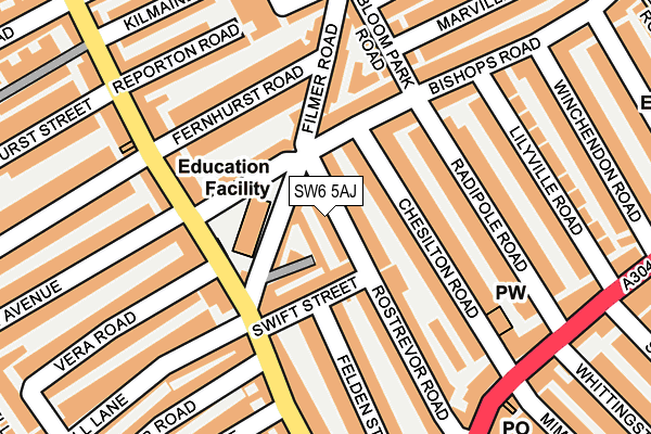 SW6 5AJ map - OS OpenMap – Local (Ordnance Survey) SW6 5AJ map - OS OpenMap – Local (Ordnance Survey)