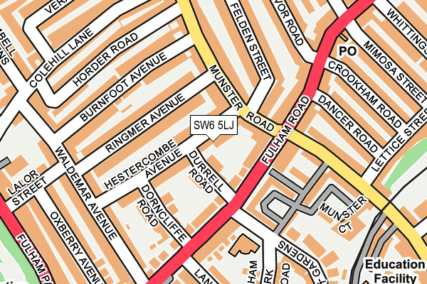 SW6 5LJ map - OS OpenMap – Local (Ordnance Survey) SW6 5LJ map - OS OpenMap – Local (Ordnance Survey)