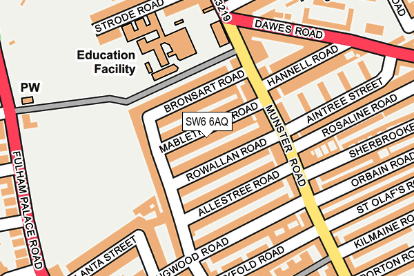 SW6 6AQ map - OS OpenMap – Local (Ordnance Survey) SW6 6AQ map - OS OpenMap – Local (Ordnance Survey)
