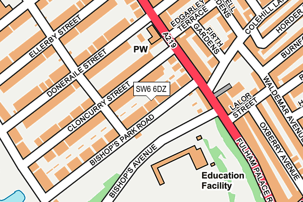 SW6 6DZ map - OS OpenMap – Local (Ordnance Survey) SW6 6DZ map - OS OpenMap – Local (Ordnance Survey)
