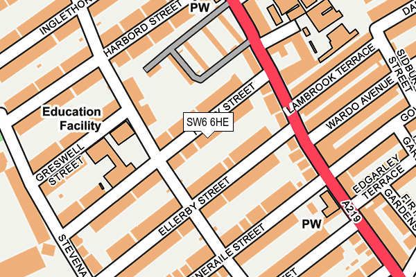 SW6 6HE map - OS OpenMap – Local (Ordnance Survey) SW6 6HE map - OS OpenMap – Local (Ordnance Survey)