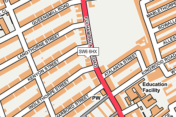SW6 6HX map - OS OpenMap – Local (Ordnance Survey) SW6 6HX map - OS OpenMap – Local (Ordnance Survey)