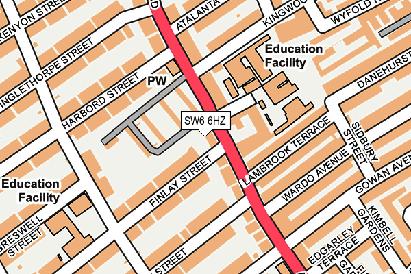 SW6 6HZ map - OS OpenMap – Local (Ordnance Survey) SW6 6HZ map - OS OpenMap – Local (Ordnance Survey)