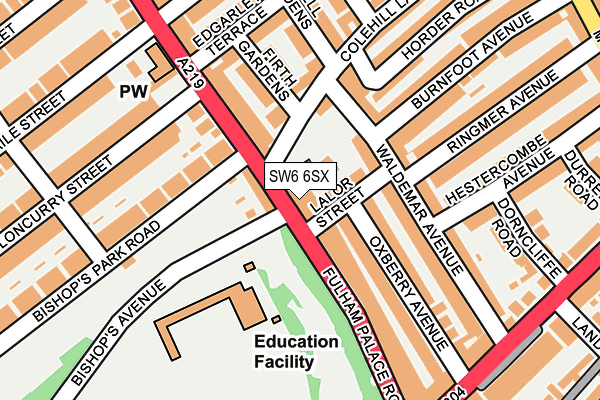 SW6 6SX map - OS OpenMap – Local (Ordnance Survey) SW6 6SX map - OS OpenMap – Local (Ordnance Survey)