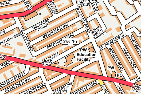 SW6 7HY map - OS OpenMap – Local (Ordnance Survey) SW6 7HY map - OS OpenMap – Local (Ordnance Survey)