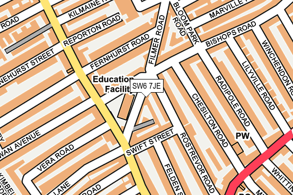 SW6 7JE map - OS OpenMap – Local (Ordnance Survey) SW6 7JE map - OS OpenMap – Local (Ordnance Survey)