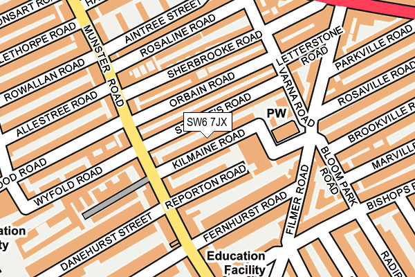 SW6 7JX map - OS OpenMap – Local (Ordnance Survey) SW6 7JX map - OS OpenMap – Local (Ordnance Survey)