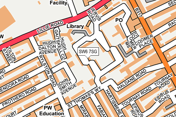 SW6 7SG map - OS OpenMap – Local (Ordnance Survey) SW6 7SG map - OS OpenMap – Local (Ordnance Survey)
