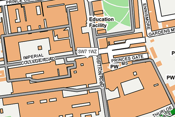 SW7 1WZ map - OS OpenMap – Local (Ordnance Survey) SW7 1WZ map - OS OpenMap – Local (Ordnance Survey)