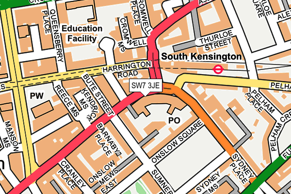 SW7 3JE map - OS OpenMap – Local (Ordnance Survey) SW7 3JE map - OS OpenMap – Local (Ordnance Survey)