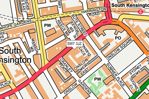 SW7 3JZ map - OS OpenMap – Local (Ordnance Survey) SW7 3JZ map - OS OpenMap – Local (Ordnance Survey)