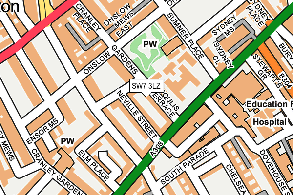 SW7 3LZ map - OS OpenMap – Local (Ordnance Survey) SW7 3LZ map - OS OpenMap – Local (Ordnance Survey)