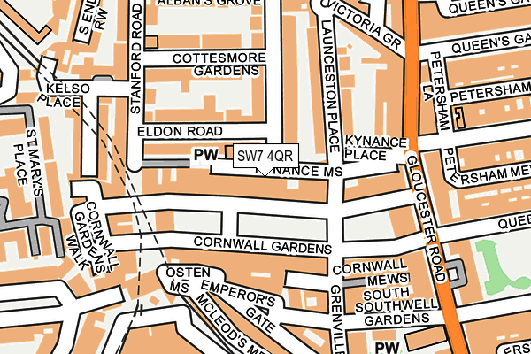 SW7 4QR map - OS OpenMap – Local (Ordnance Survey) SW7 4QR map - OS OpenMap – Local (Ordnance Survey)