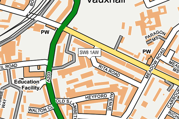 SW8 1AW map - OS OpenMap – Local (Ordnance Survey) SW8 1AW map - OS OpenMap – Local (Ordnance Survey)