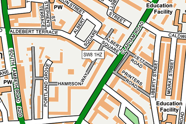 SW8 1HZ map - OS OpenMap – Local (Ordnance Survey) SW8 1HZ map - OS OpenMap – Local (Ordnance Survey)