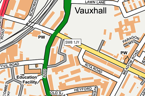 SW8 1JY map - OS OpenMap – Local (Ordnance Survey) SW8 1JY map - OS OpenMap – Local (Ordnance Survey)
