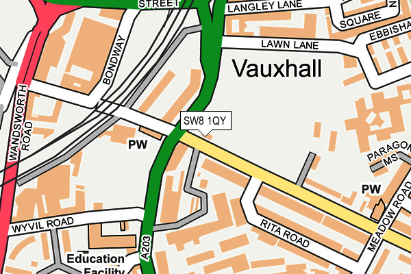 SW8 1QY map - OS OpenMap – Local (Ordnance Survey) SW8 1QY map - OS OpenMap – Local (Ordnance Survey)