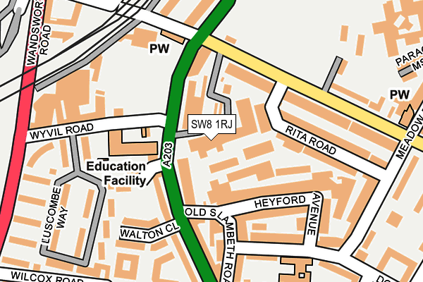 SW8 1RJ map - OS OpenMap – Local (Ordnance Survey) SW8 1RJ map - OS OpenMap – Local (Ordnance Survey)
