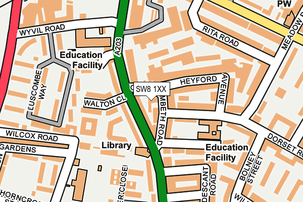 SW8 1XX map - OS OpenMap – Local (Ordnance Survey) SW8 1XX map - OS OpenMap – Local (Ordnance Survey)