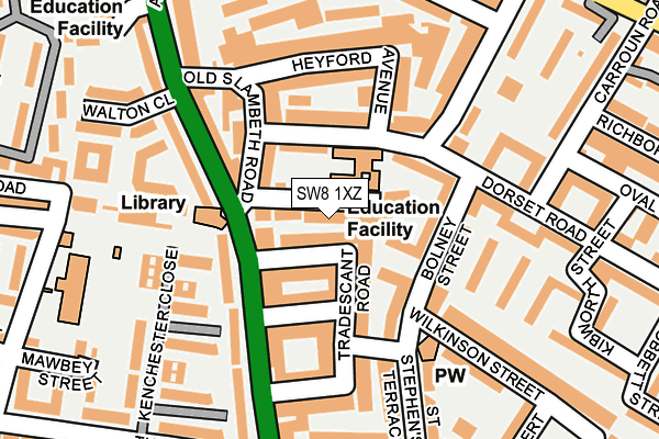 SW8 1XZ map - OS OpenMap – Local (Ordnance Survey) SW8 1XZ map - OS OpenMap – Local (Ordnance Survey)