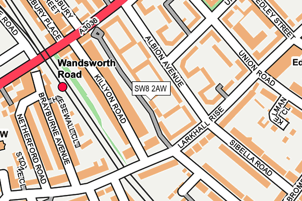 SW8 2AW map - OS OpenMap – Local (Ordnance Survey) SW8 2AW map - OS OpenMap – Local (Ordnance Survey)