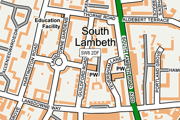 SW8 2DF map - OS OpenMap – Local (Ordnance Survey) SW8 2DF map - OS OpenMap – Local (Ordnance Survey)
