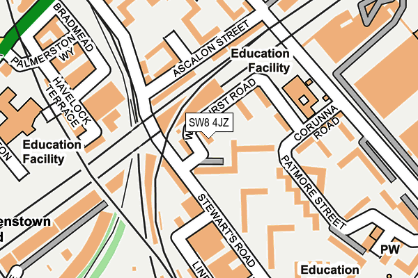 SW8 4JZ map - OS OpenMap – Local (Ordnance Survey) SW8 4JZ map - OS OpenMap – Local (Ordnance Survey)