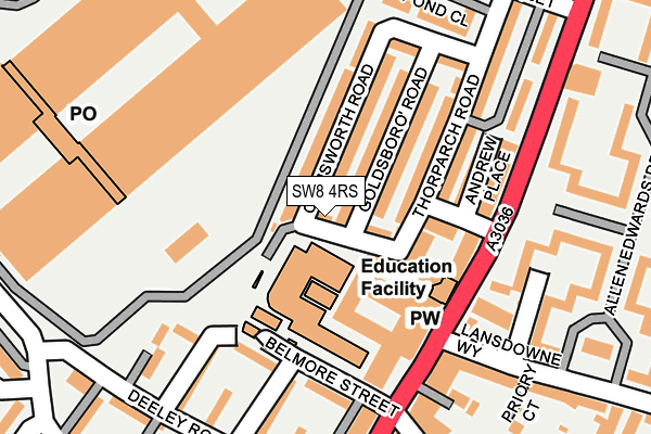 SW8 4RS map - OS OpenMap – Local (Ordnance Survey) SW8 4RS map - OS OpenMap – Local (Ordnance Survey)