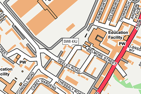 SW8 4XJ map - OS OpenMap – Local (Ordnance Survey) SW8 4XJ map - OS OpenMap – Local (Ordnance Survey)