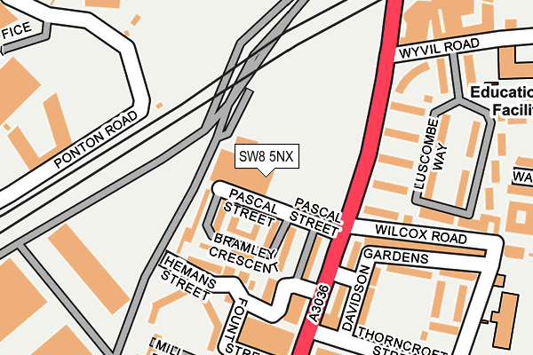 SW8 5NX map - OS OpenMap – Local (Ordnance Survey) SW8 5NX map - OS OpenMap – Local (Ordnance Survey)