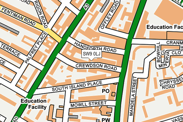 SW9 0LJ map - OS OpenMap – Local (Ordnance Survey) SW9 0LJ map - OS OpenMap – Local (Ordnance Survey)