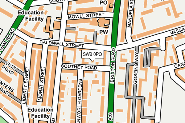SW9 0PQ map - OS OpenMap – Local (Ordnance Survey) SW9 0PQ map - OS OpenMap – Local (Ordnance Survey)