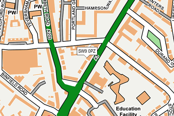 SW9 0PZ map - OS OpenMap – Local (Ordnance Survey) SW9 0PZ map - OS OpenMap – Local (Ordnance Survey)