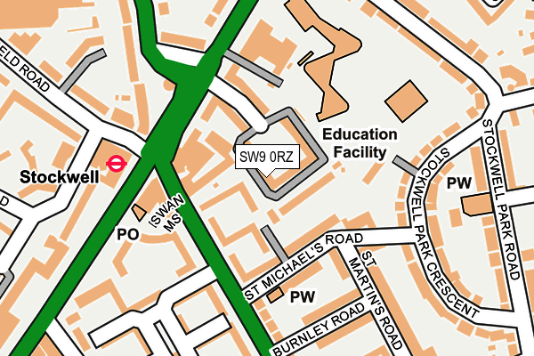 SW9 0RZ map - OS OpenMap – Local (Ordnance Survey) SW9 0RZ map - OS OpenMap – Local (Ordnance Survey)