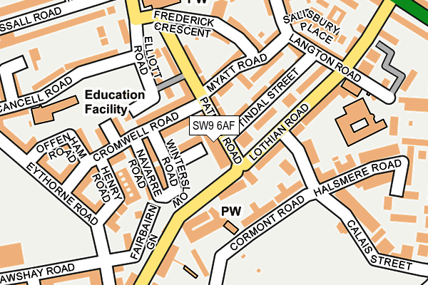 SW9 6AF map - OS OpenMap – Local (Ordnance Survey) SW9 6AF map - OS OpenMap – Local (Ordnance Survey)
