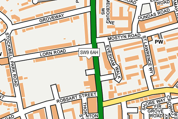 SW9 6AH map - OS OpenMap – Local (Ordnance Survey) SW9 6AH map - OS OpenMap – Local (Ordnance Survey)