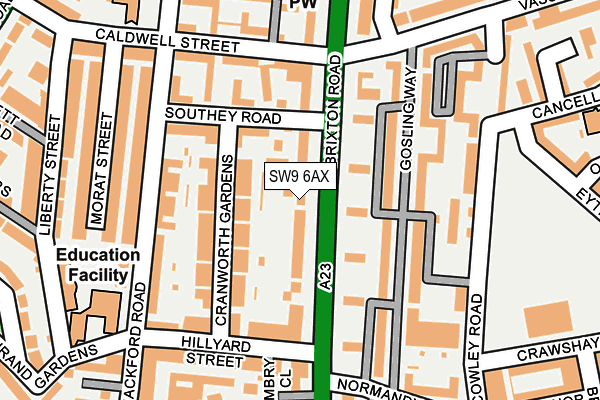 SW9 6AX map - OS OpenMap – Local (Ordnance Survey) SW9 6AX map - OS OpenMap – Local (Ordnance Survey)